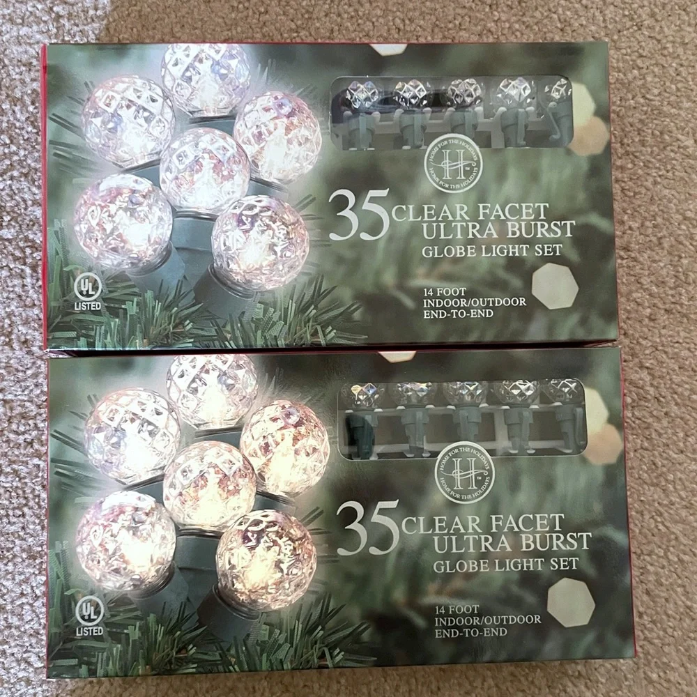 Home For The Holidays 35 clear faceted globe light string 14 feet